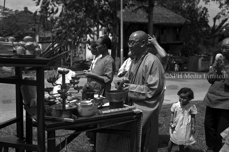 Buddhist Priest Performing a Ceremony 1951-My Sg Memories