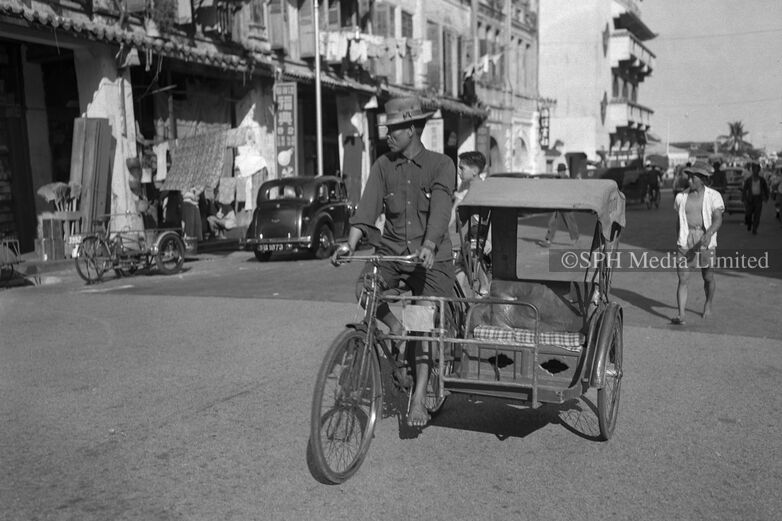 Trishaw Rider Looking for Customers 1953-My Sg Memories