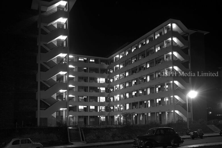 Night Scene of HDB flats in Queenstown 1962