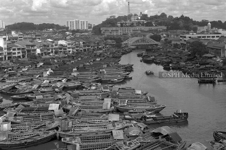 Docking Point of Bumboats in Singapore River 1965