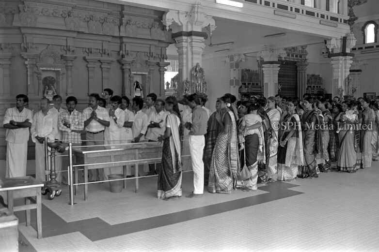 Prayer at Sri Thendayuthapani Temple on Deepavali 1985