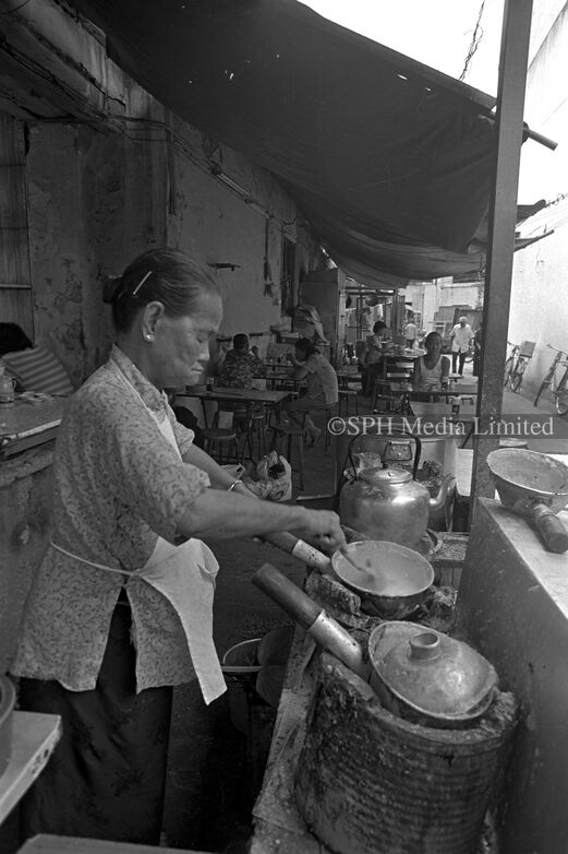 Hawker Selling Porridge on Streets 1983