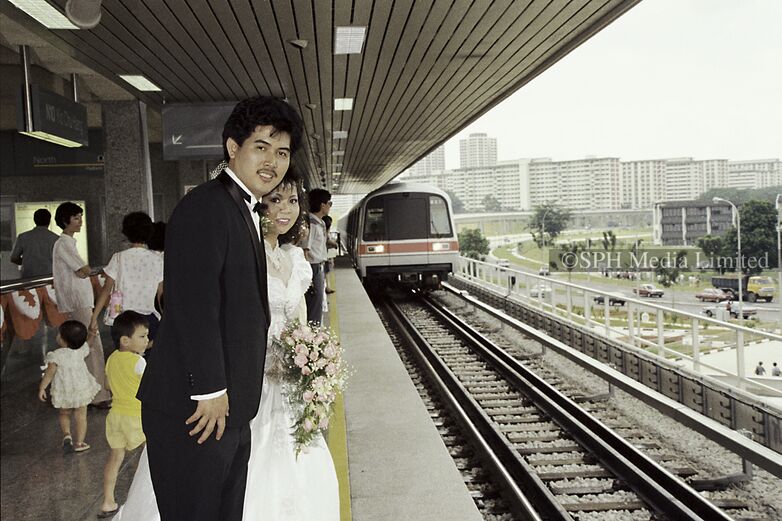 Just Married Couple at the Opening Day of MRT 1987-My Sg Memories