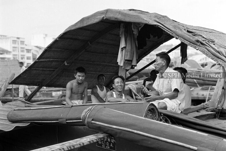 Workers Taking a Break on a Tongkang 1957-My Sg Memories