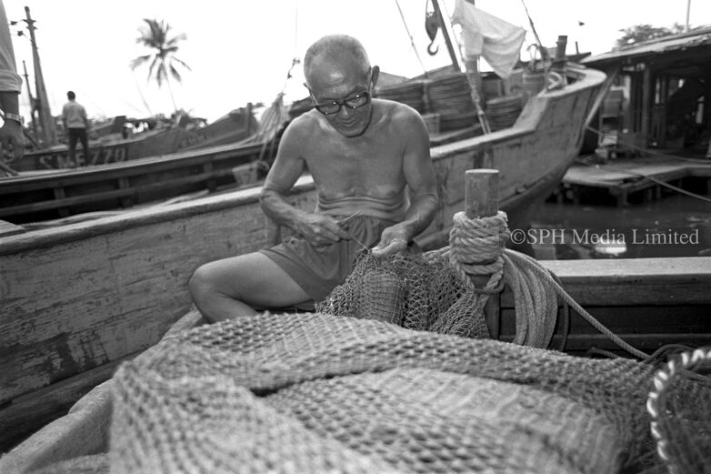 Fisherman at Kangkar in Punggol 1980-My Sg Memories