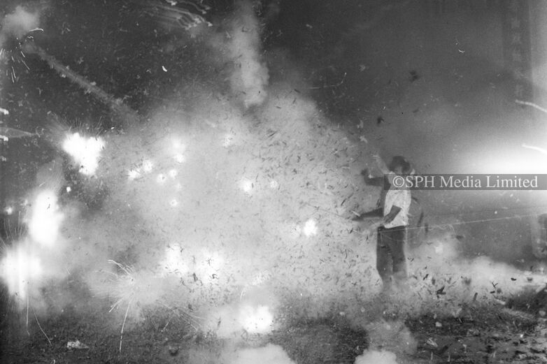 Setting Off Fireworks During Yuan Xiao 1965-My Sg Memories