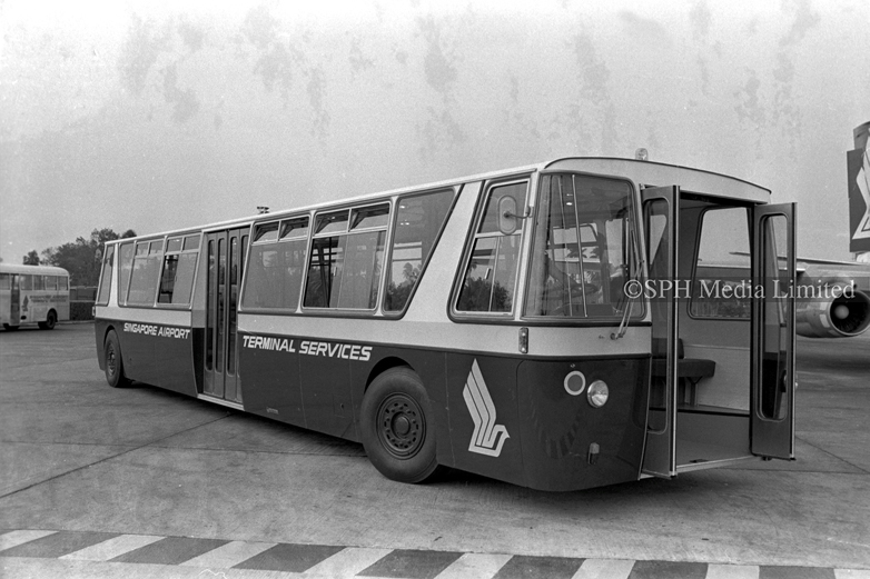 Two Headed Bus at Paya Lebar International Airport 1975-My Sg Memories