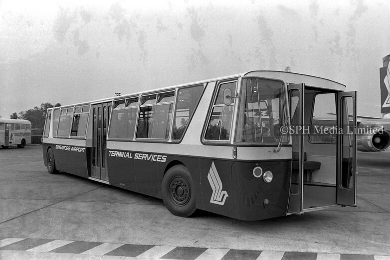 Two Headed Bus at Paya Lebar International Airport 1975-My Sg Memories
