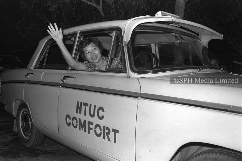 A Driver Waving from her Taxi 1976-My Sg Memories
