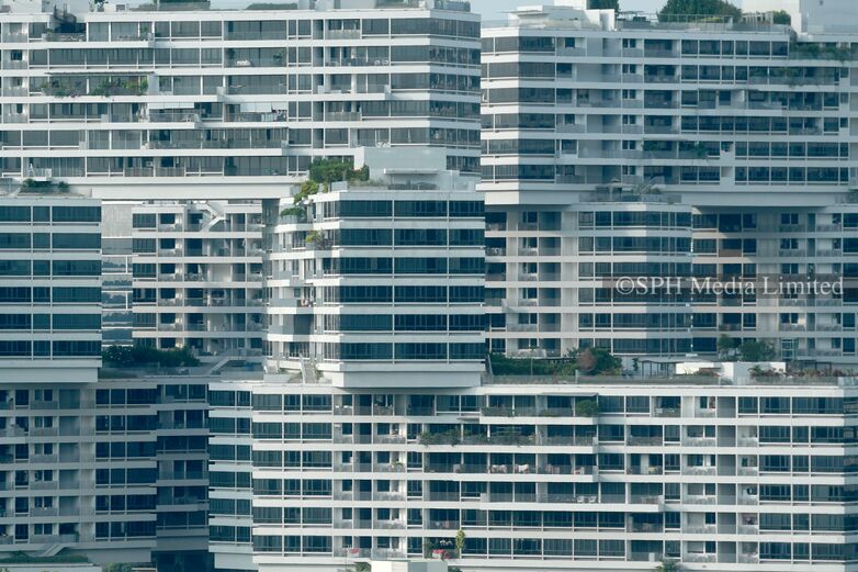 Close-up of The Interlace condominium 2019