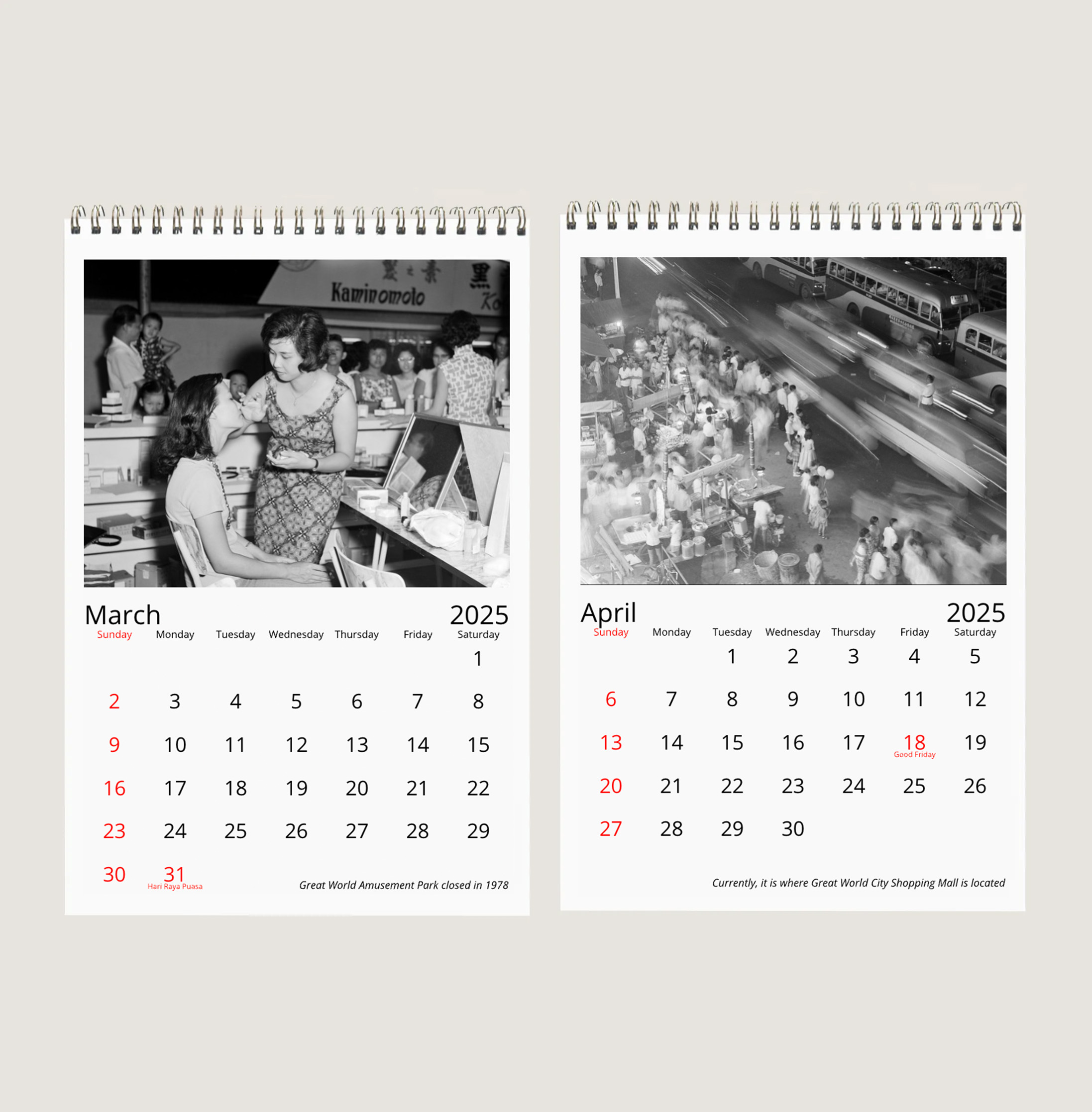 Three Singapore Amusement Parks in the 60s, 70s and 80s Calendar