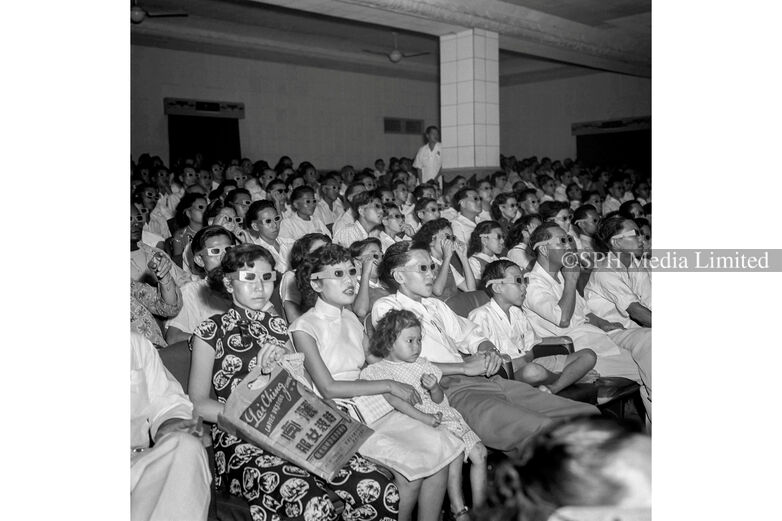 Watching a 3D movie at Capitol cinema, 1953 Print