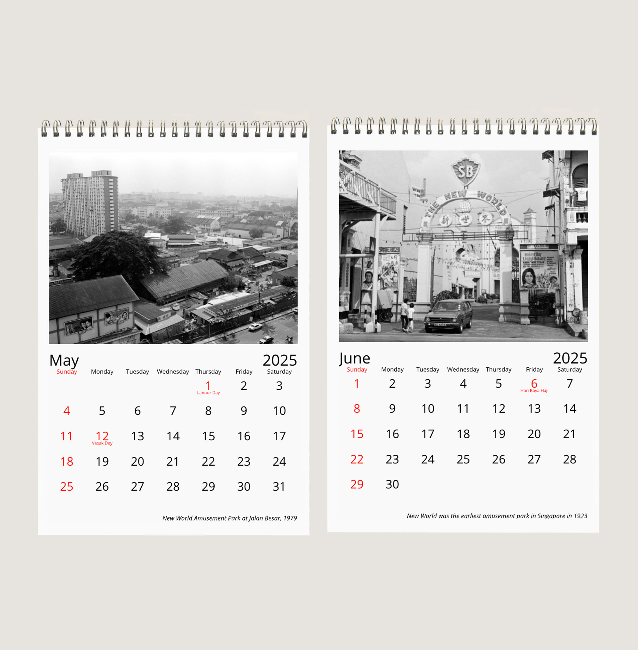 Three Singapore Amusement Parks in the 60s, 70s and 80s Calendar
