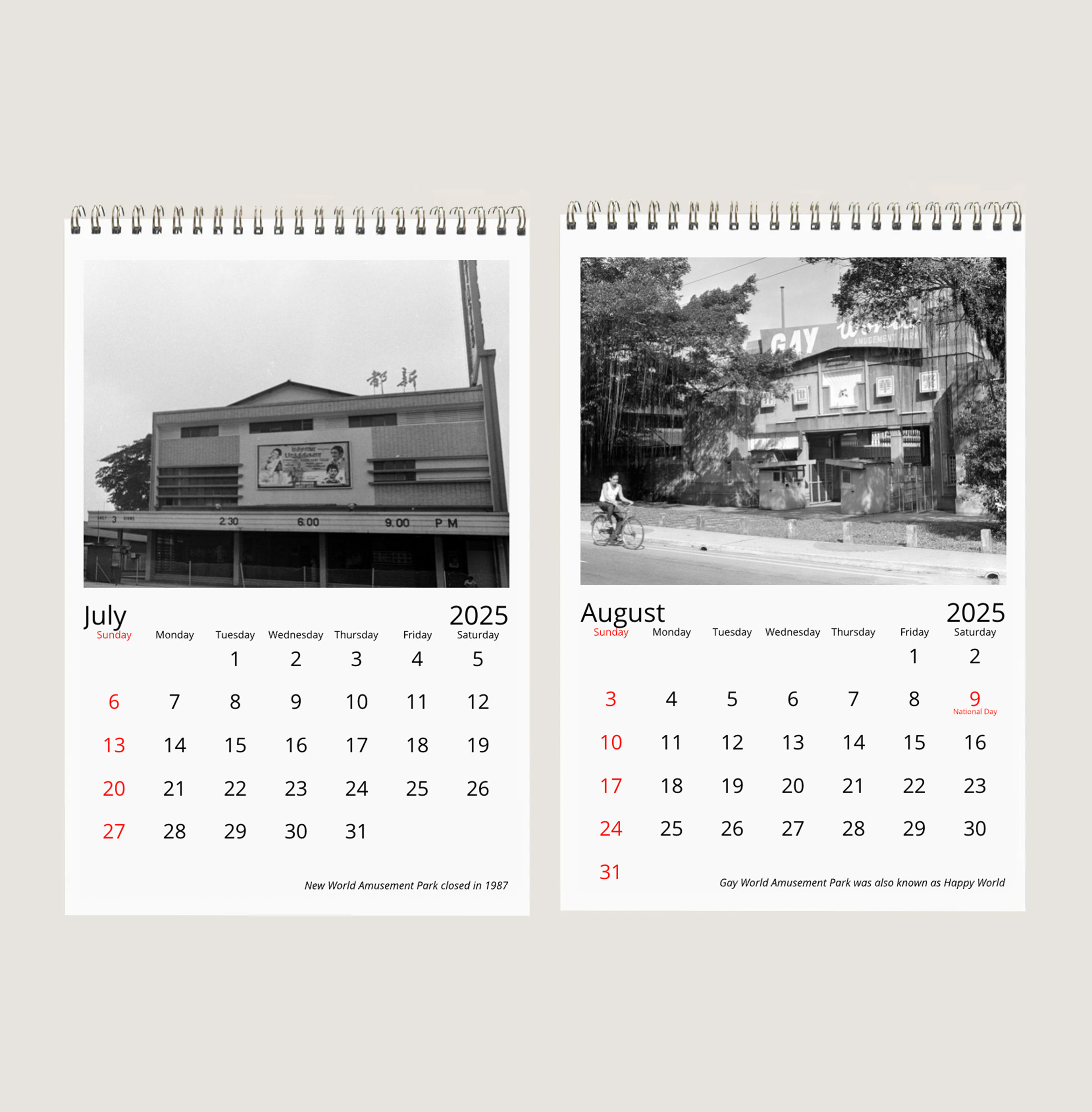 Three Singapore Amusement Parks in the 60s, 70s and 80s Calendar