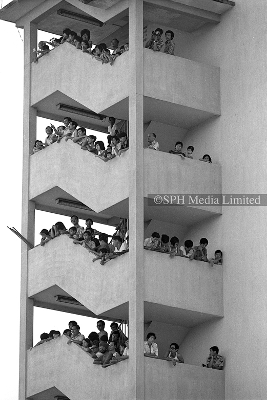 Gathering at the Stairways to Watch NDP 1974-My Sg Memories
