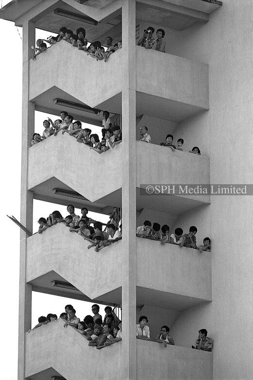 Gathering at the Stairways to Watch NDP 1974-My Sg Memories
