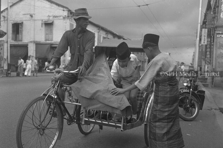 Taking the Trishaw on Hari Raya Haji 1952-My Sg Memories