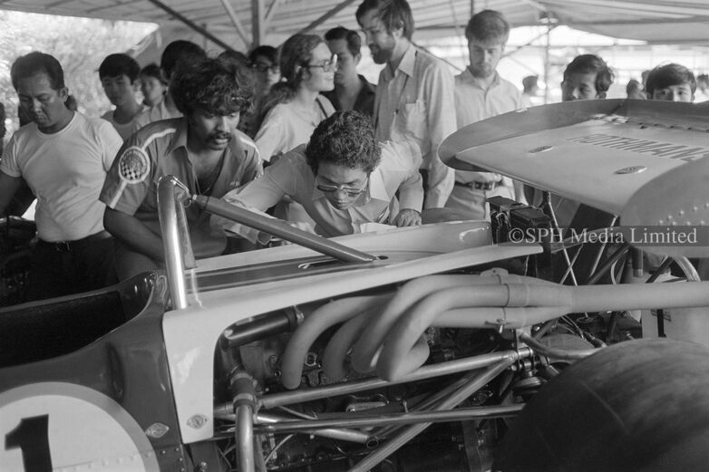 Scrutineering a Grand Prix Car at the Paddock 1972
