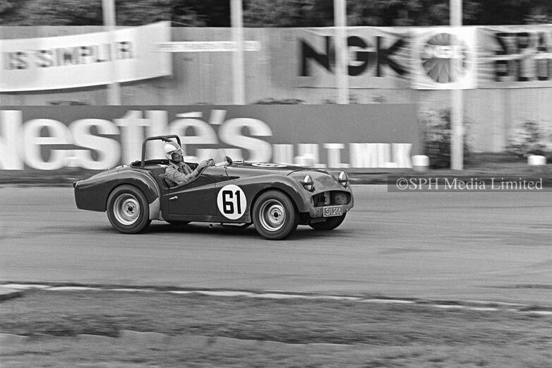 Ian Boughton in a Triumph TR3A 1972