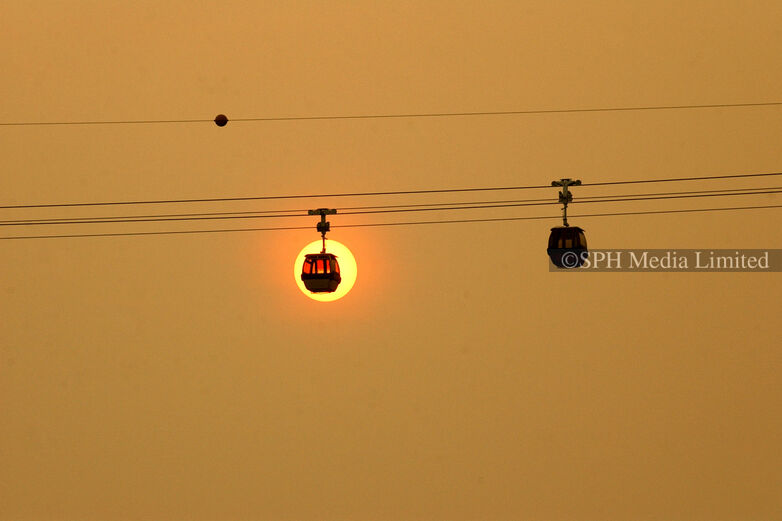 Cable Car framed with the setting sun, 2006 Print