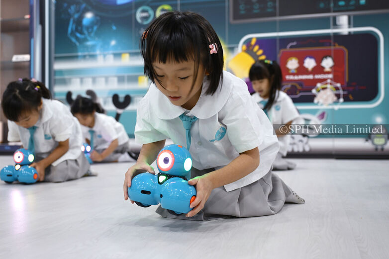 Young kids with robot devices, 2025 Print