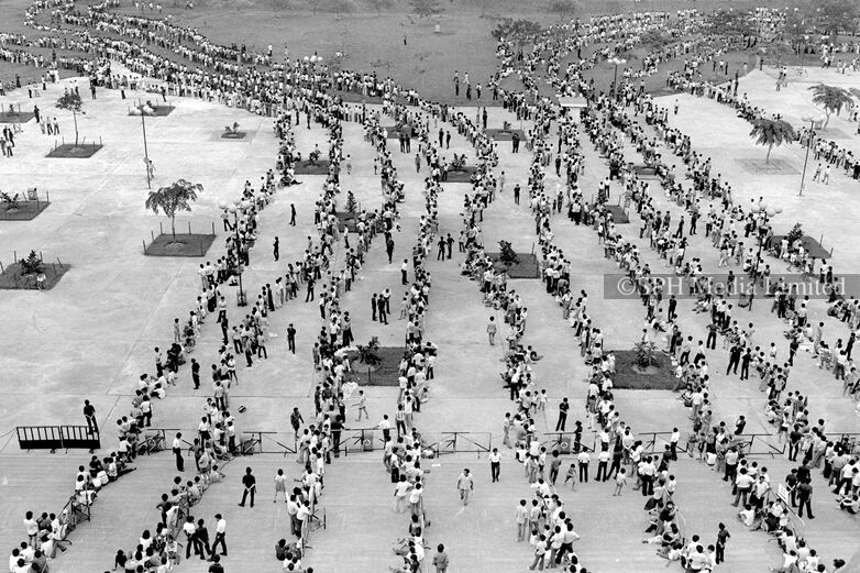 Queue for Malaysia Cup tickets, 1977 Print