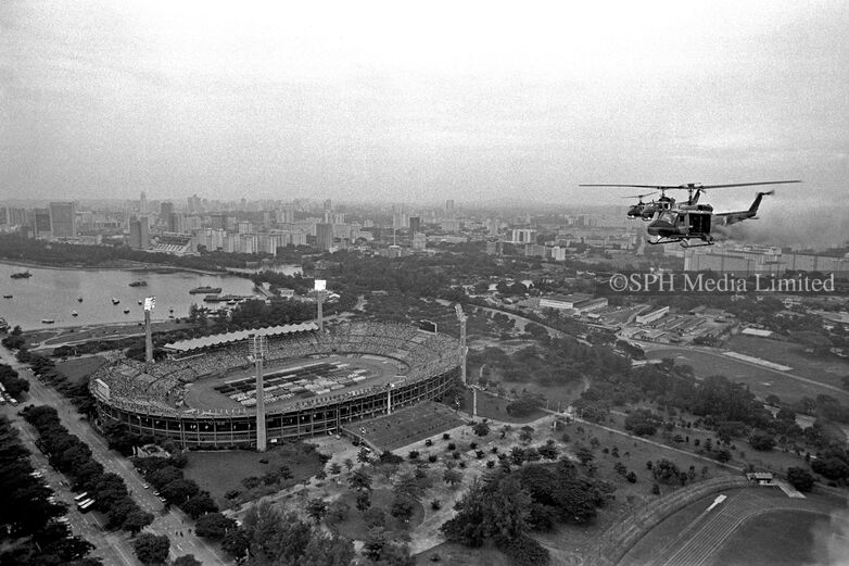 Helicopter view of NDP, 1985 Print