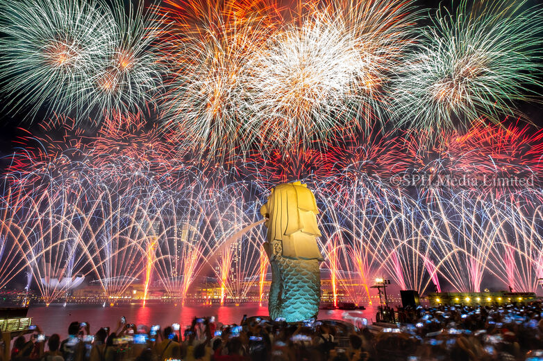 Fireworks at merlion park, 2023 Print