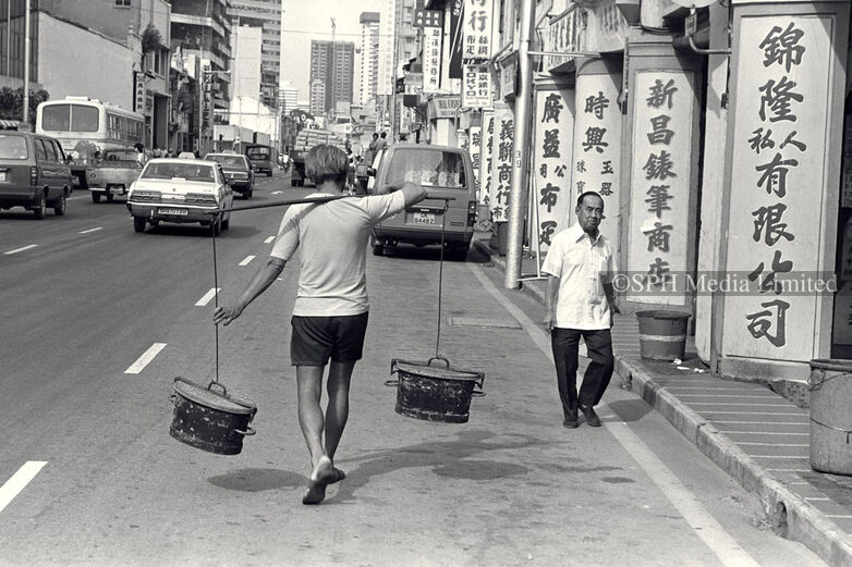 Night-soil worker in North Bridge Road, 1984 Print
