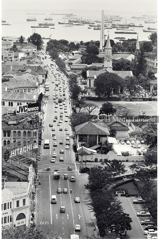Cars at Orchard Road leading to Bras Basah Road, 1974 Print