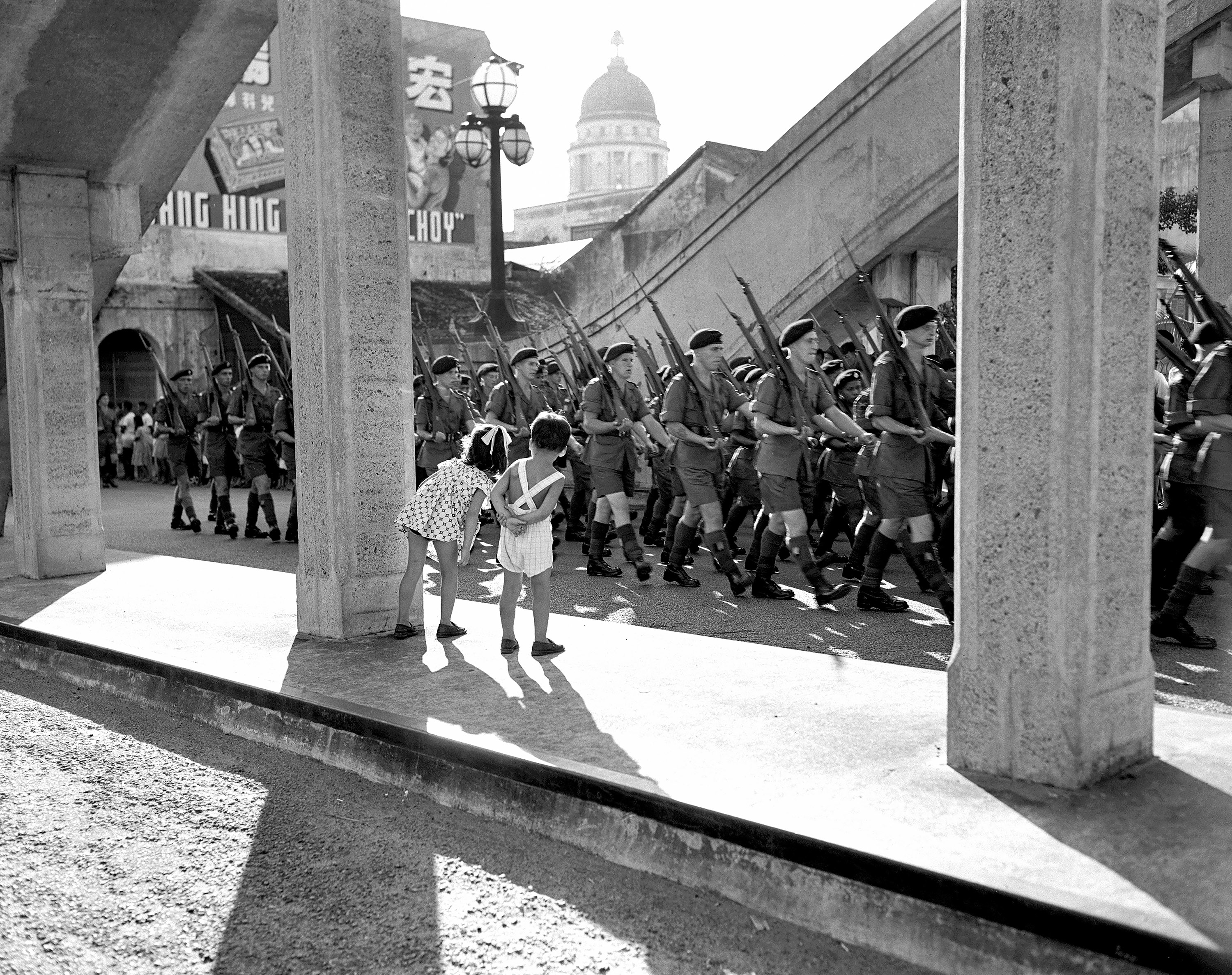 Kids watching parade, 1952 Print