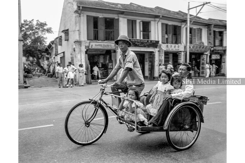 Family on trishaw, 1954 Print