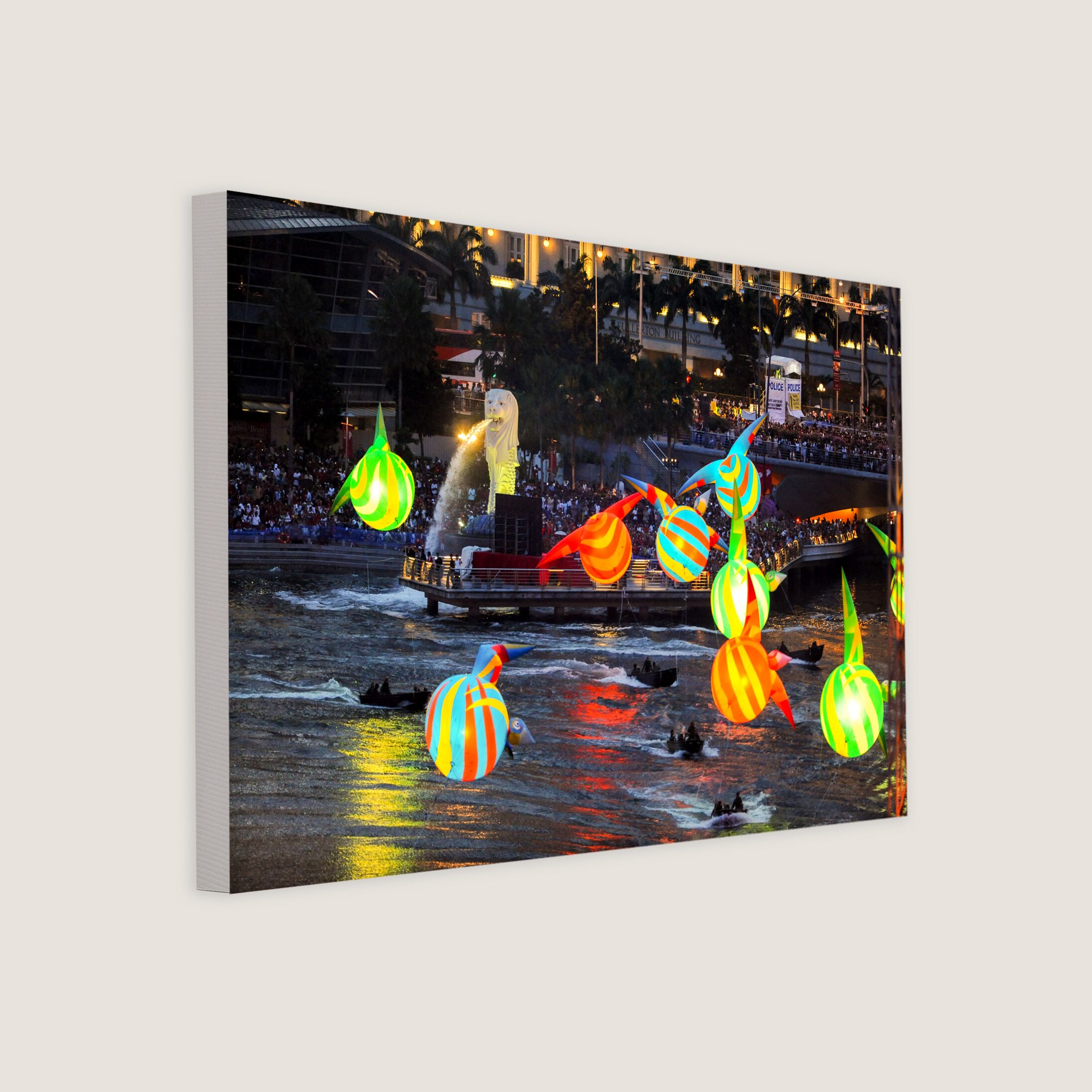 Illuminated Decorations by Merlion Park 2008 Canvas