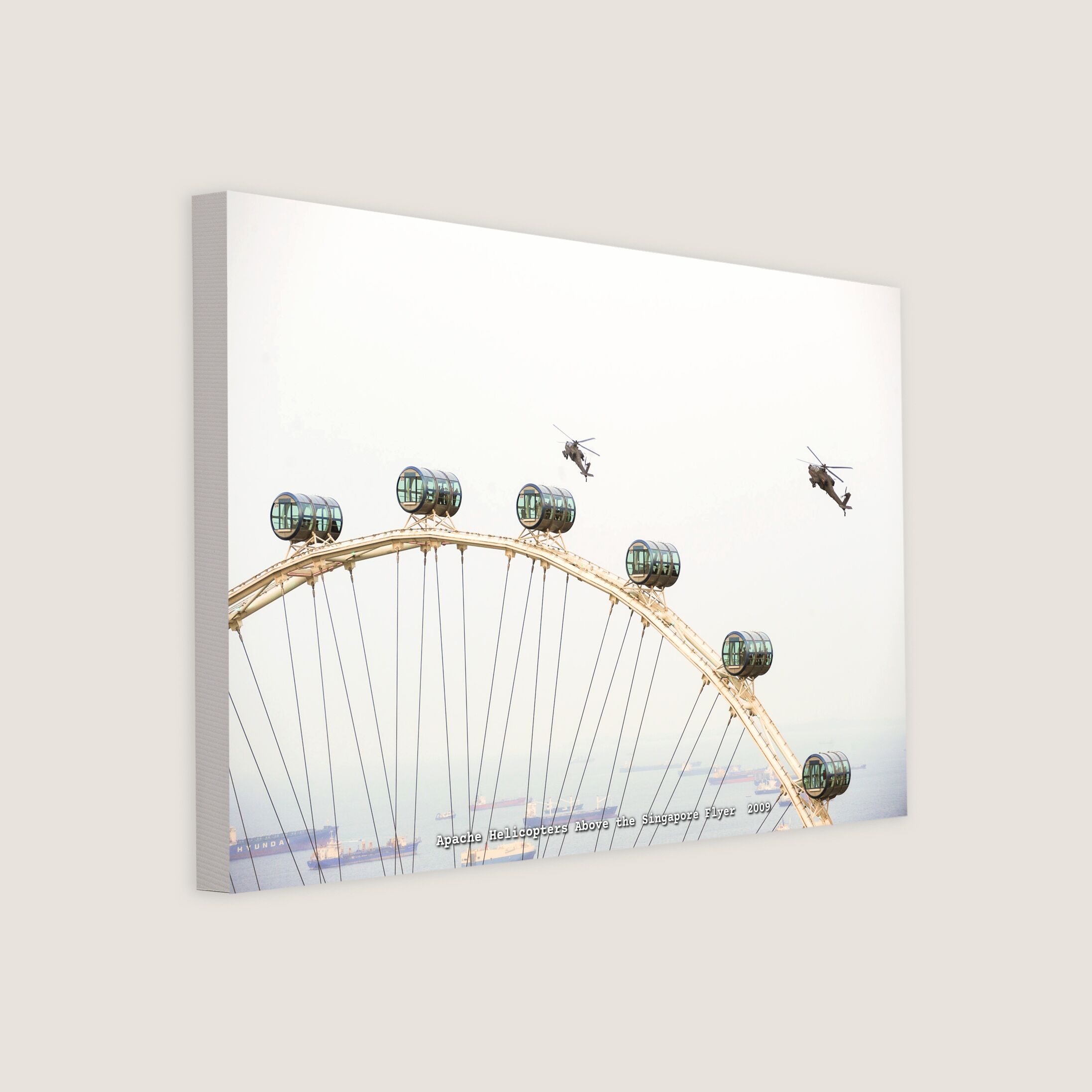 Apache Helicopters Above the Singapore Flyer 2009 Canvas
