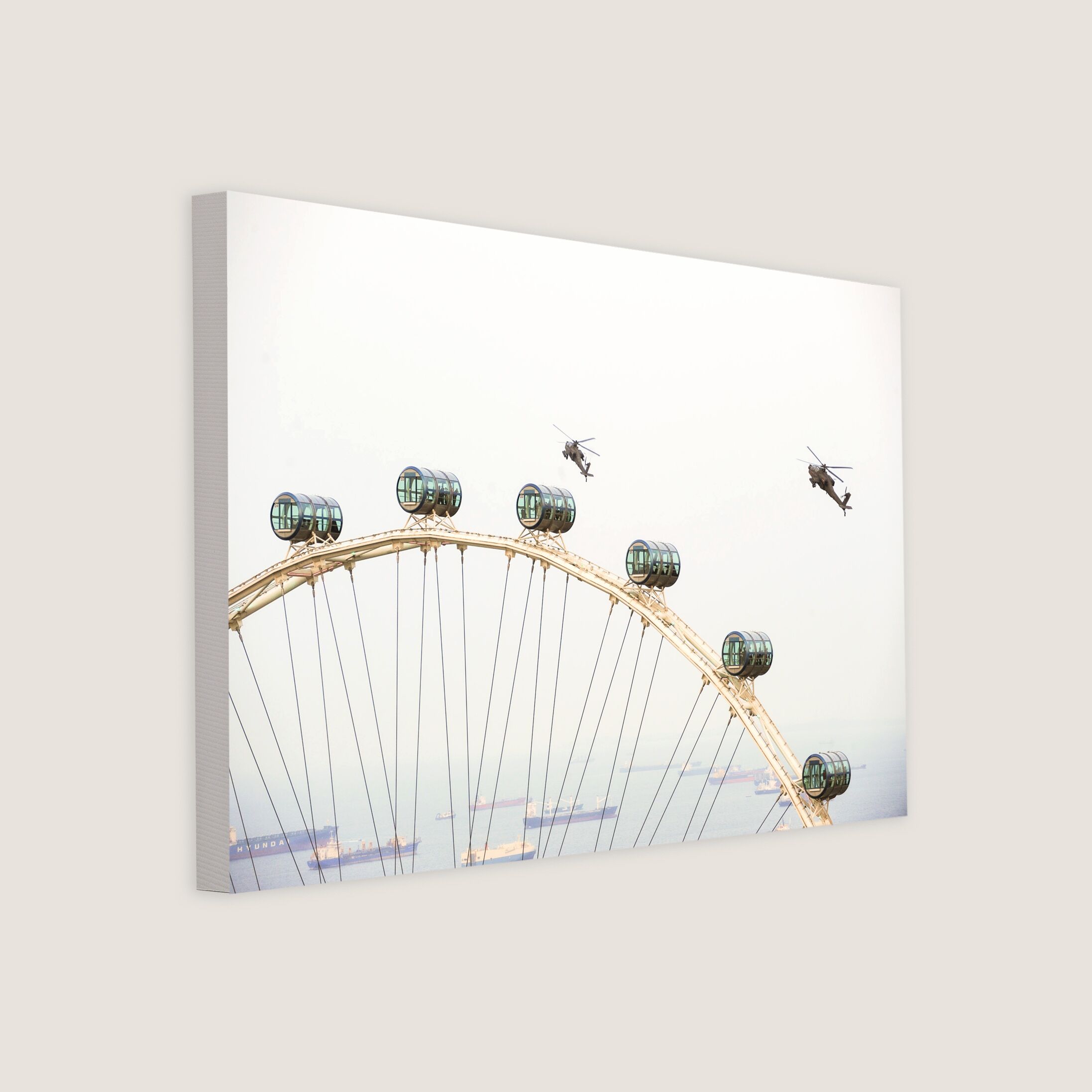 Apache Helicopters Above the Singapore Flyer 2009 Canvas
