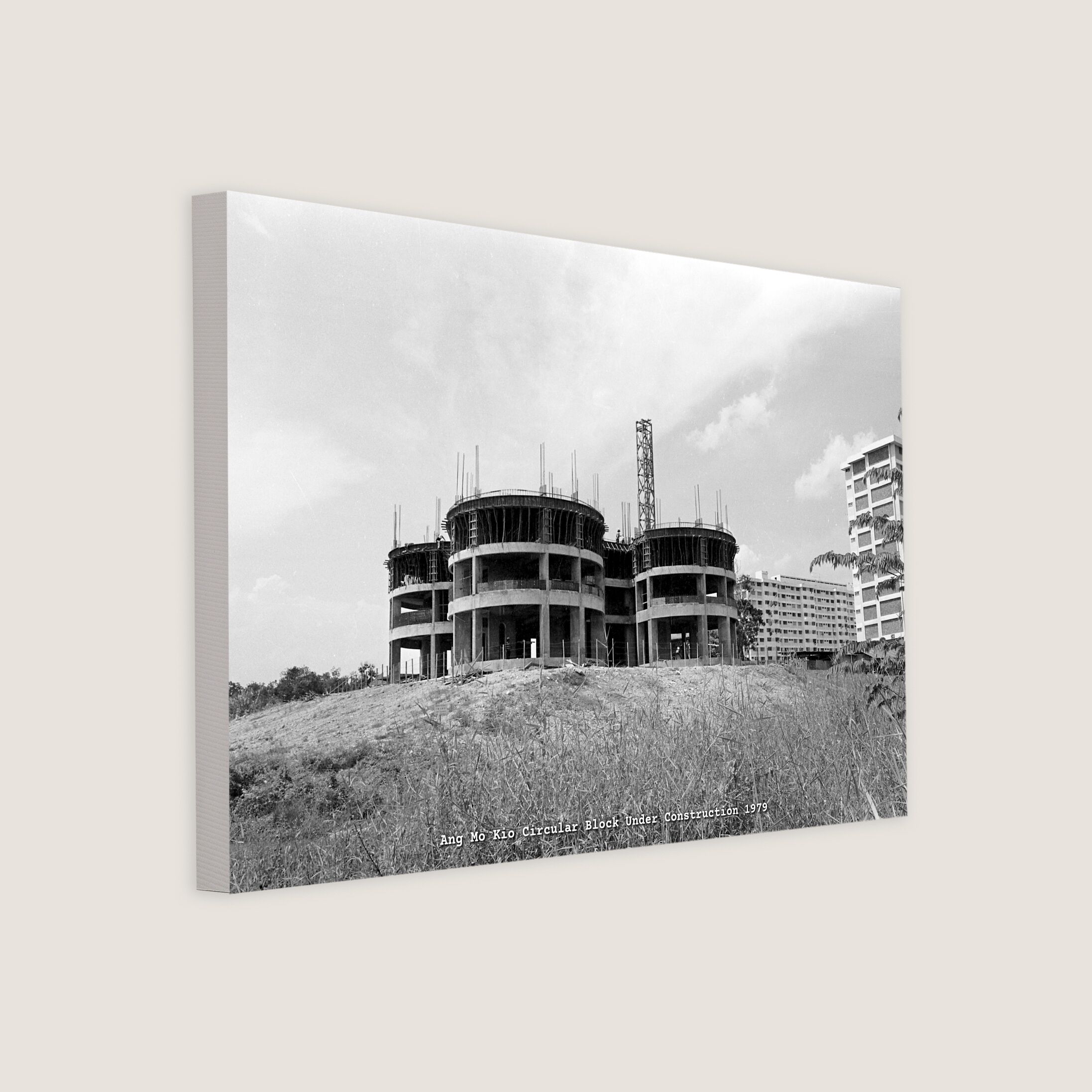 Ang Mo Kio Circular Block Under Construction 1979-My Sg Memories