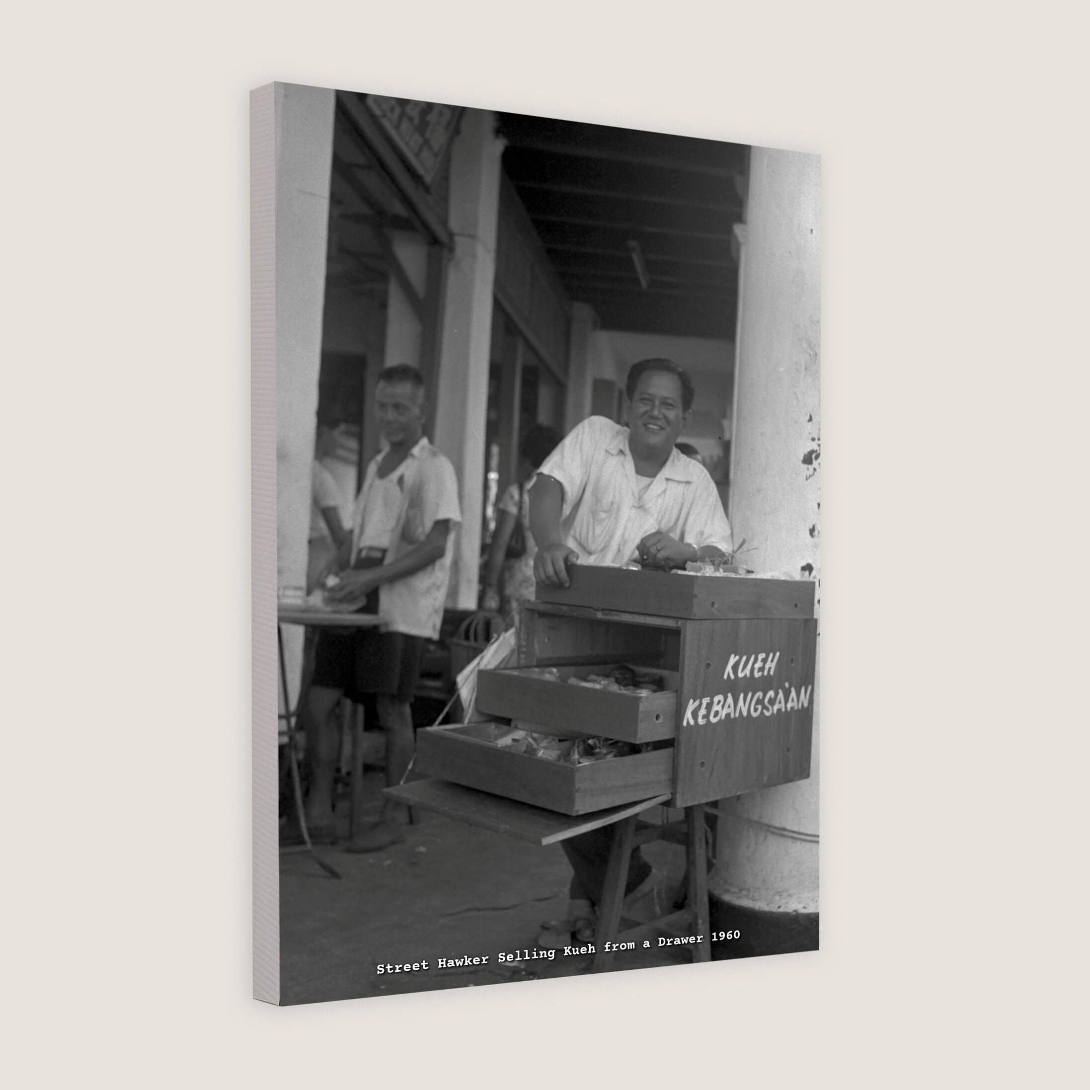 Street Hawker Selling Kueh from a Drawer 1960