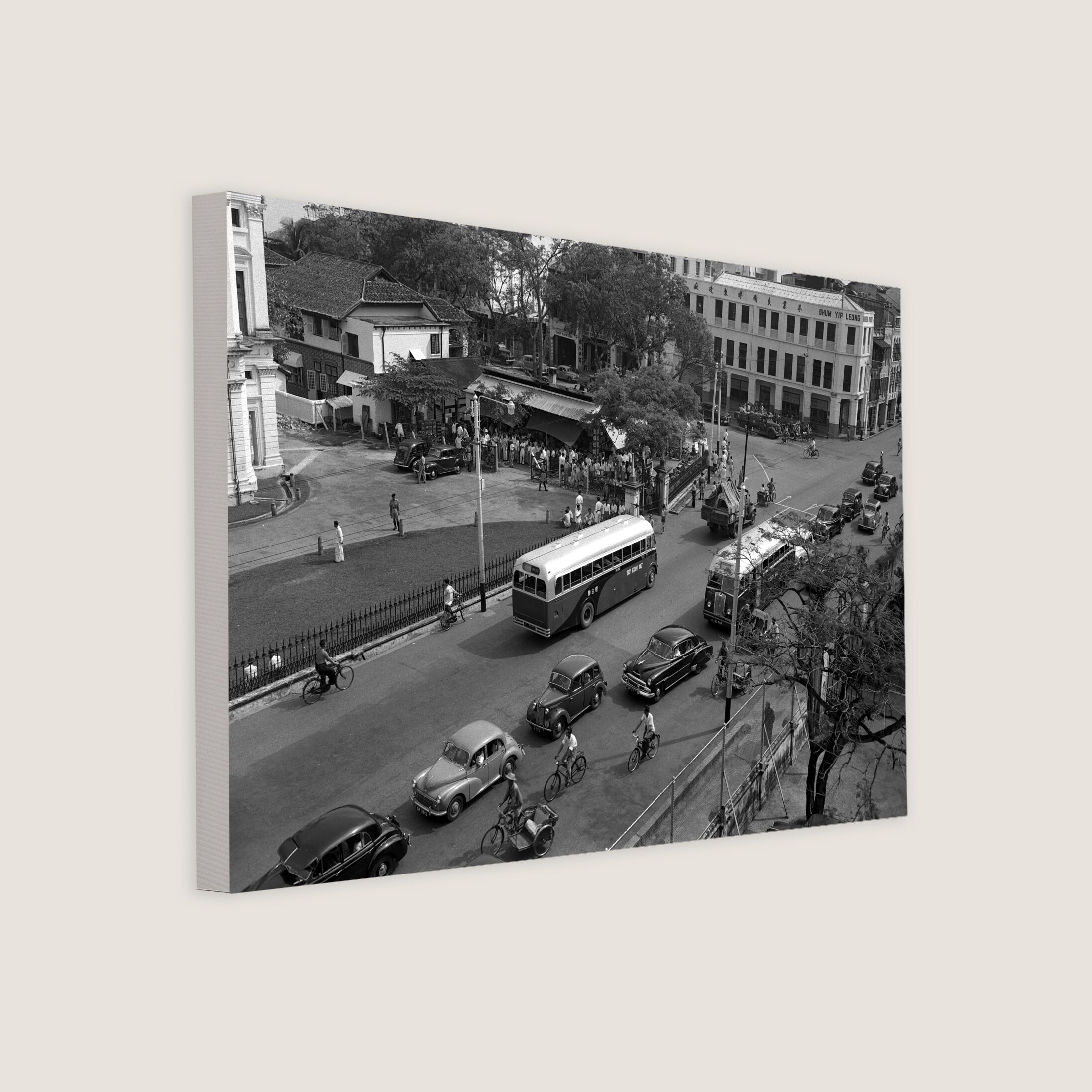 Bustling Street Scene with an Ongoing Strike 1952-My Sg Memories