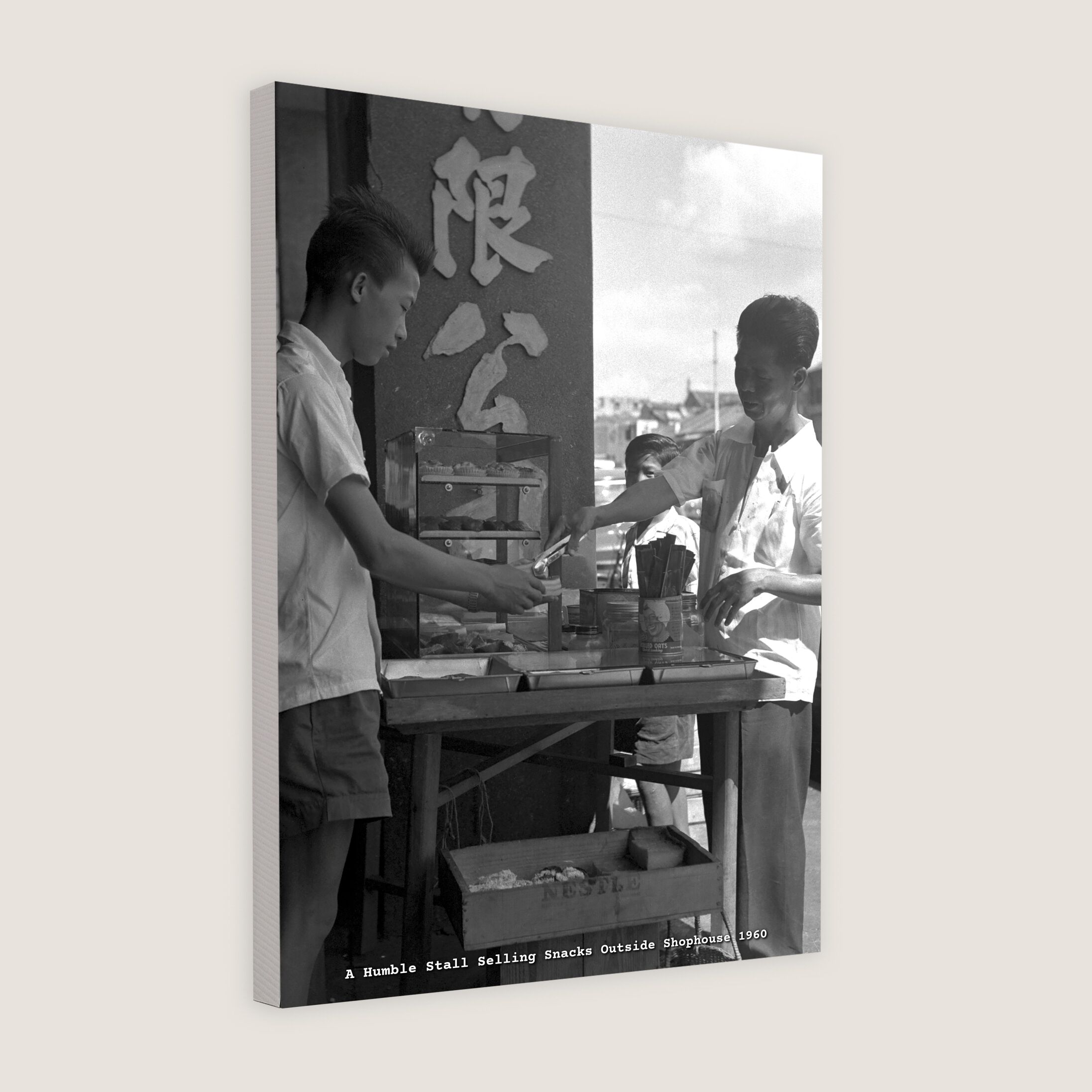 A Humble Stall Selling Snacks Outside Shophouse 1960