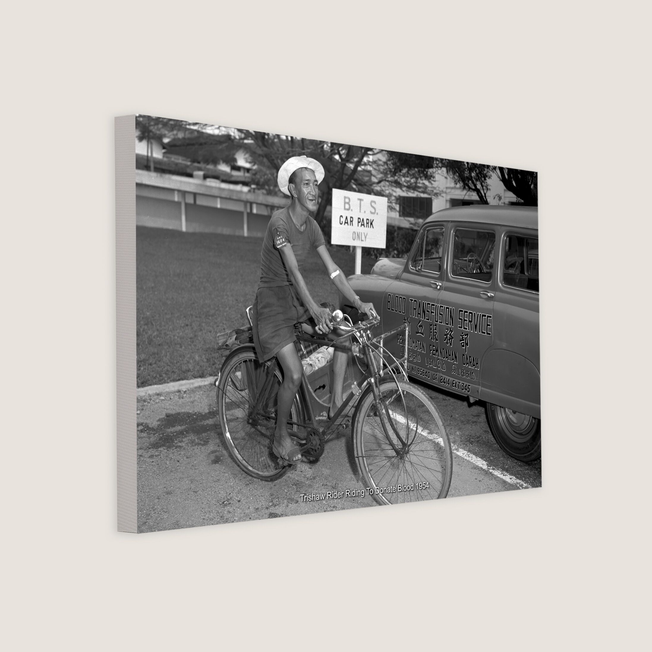 Trishaw Rider Riding To Donate Blood 1954-My Sg Memories