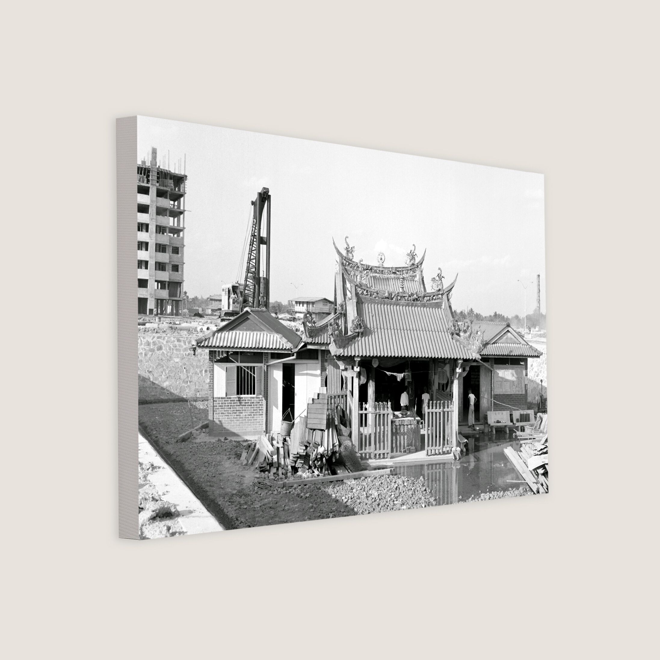 Original Poh Tiong Beo Temple at Toa Payoh Village 1968 Canvas