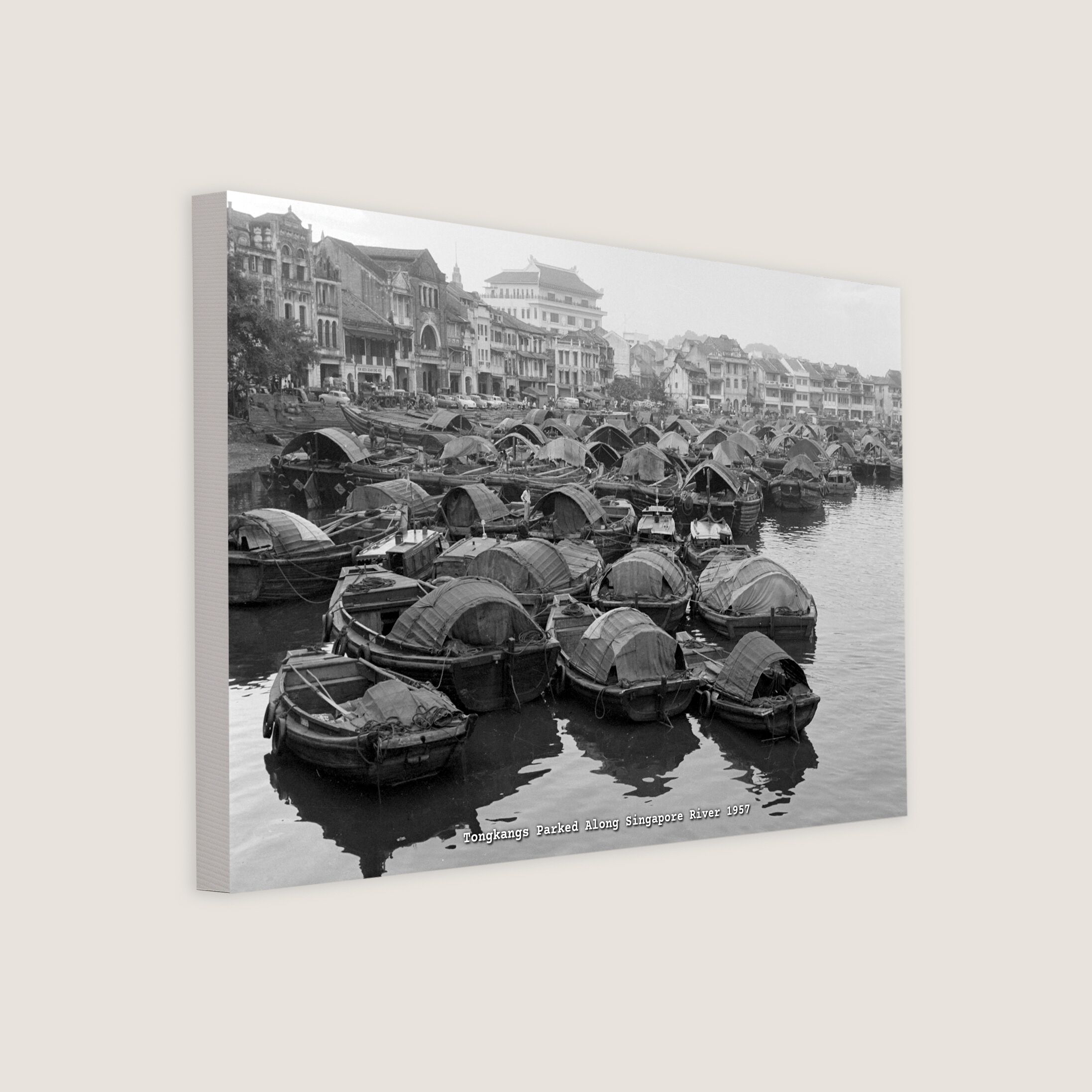 Tongkangs Parked Along Singapore River 1957-My Sg Memories
