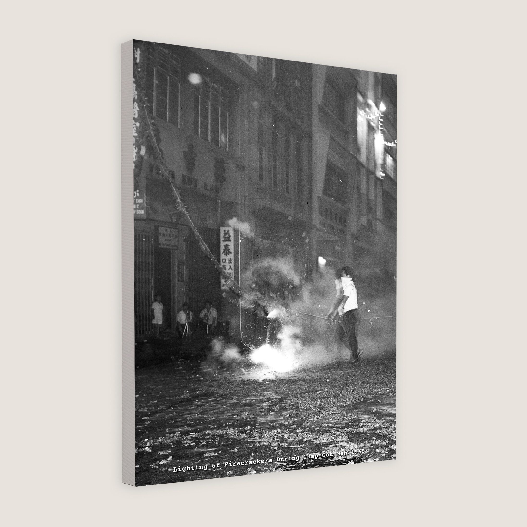 Lighting of Firecrackers During Chap Goh Meh 1965 Canvas