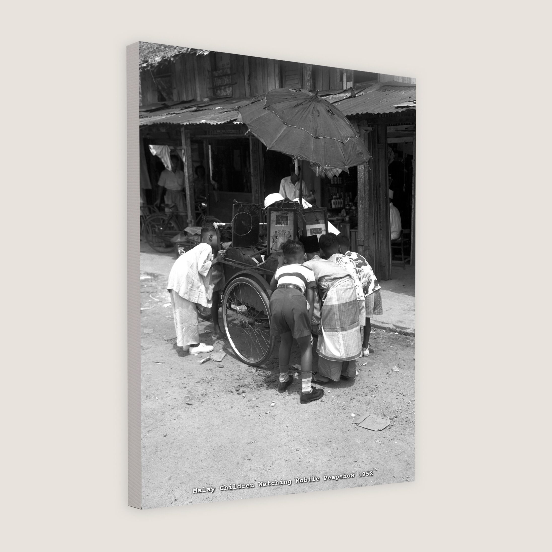 Malay Children Watching Mobile Peepshow 1952 Canvas