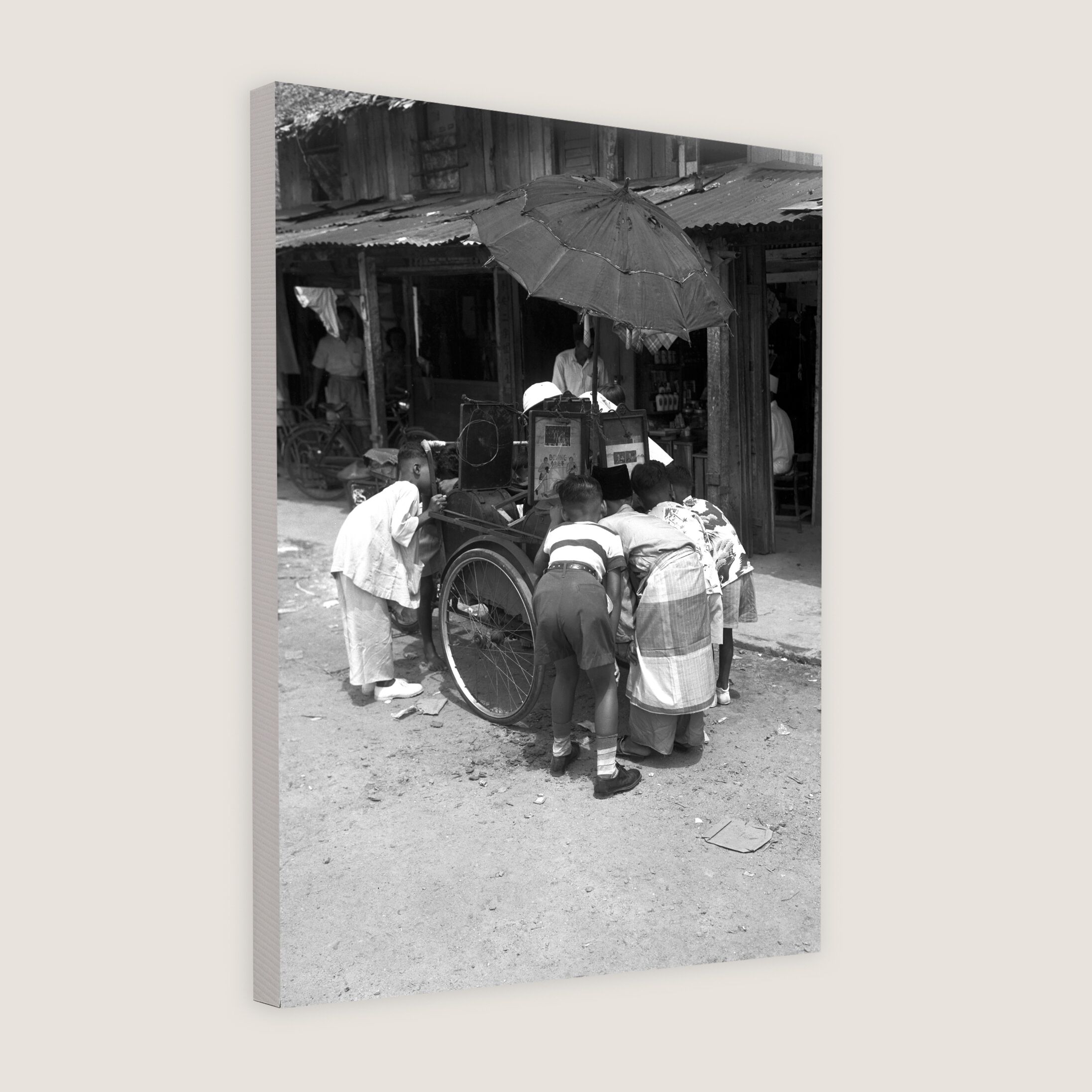 Malay Children Watching Mobile Peepshow 1952 Canvas
