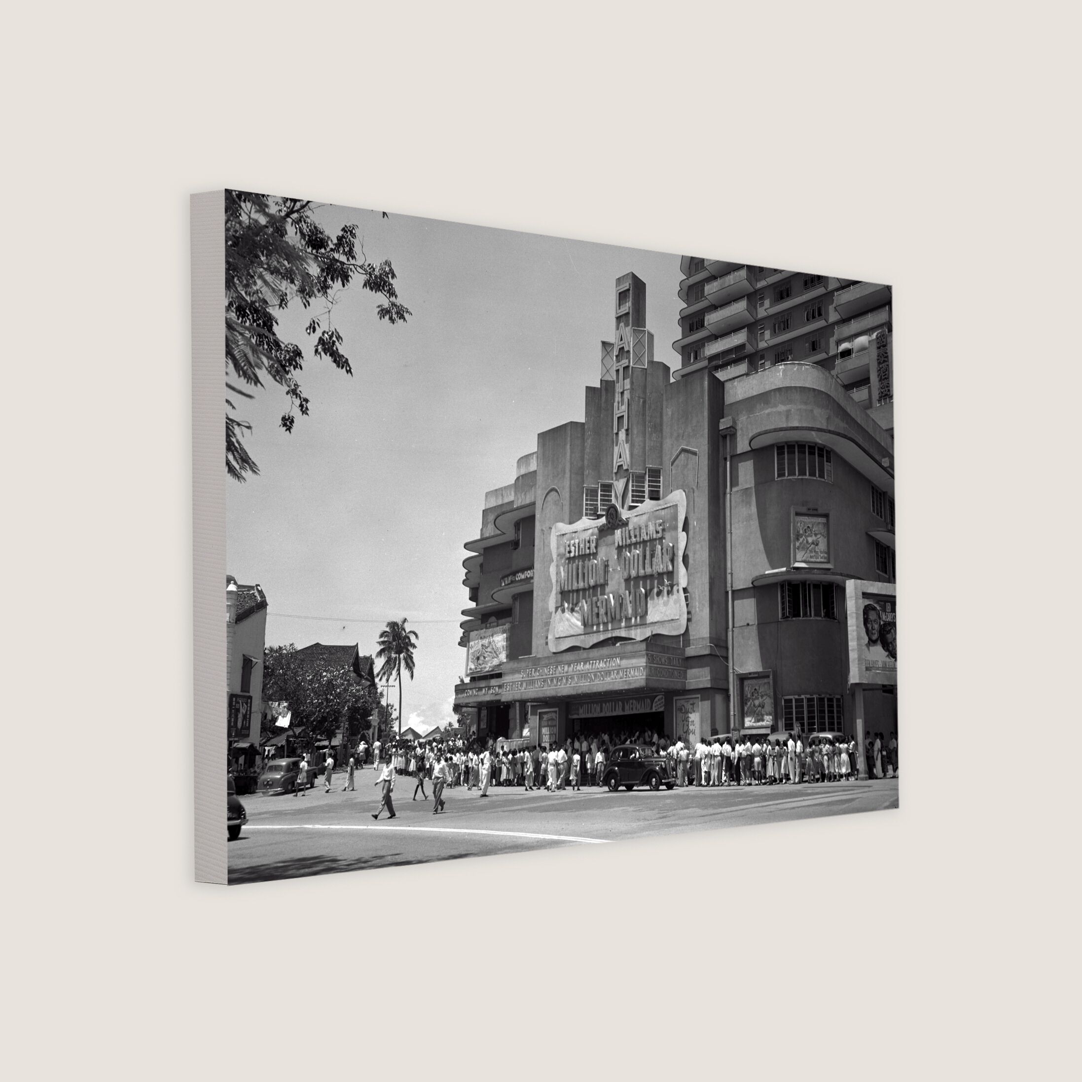 Queueing at the Cathay Theatre 1953 Canvas