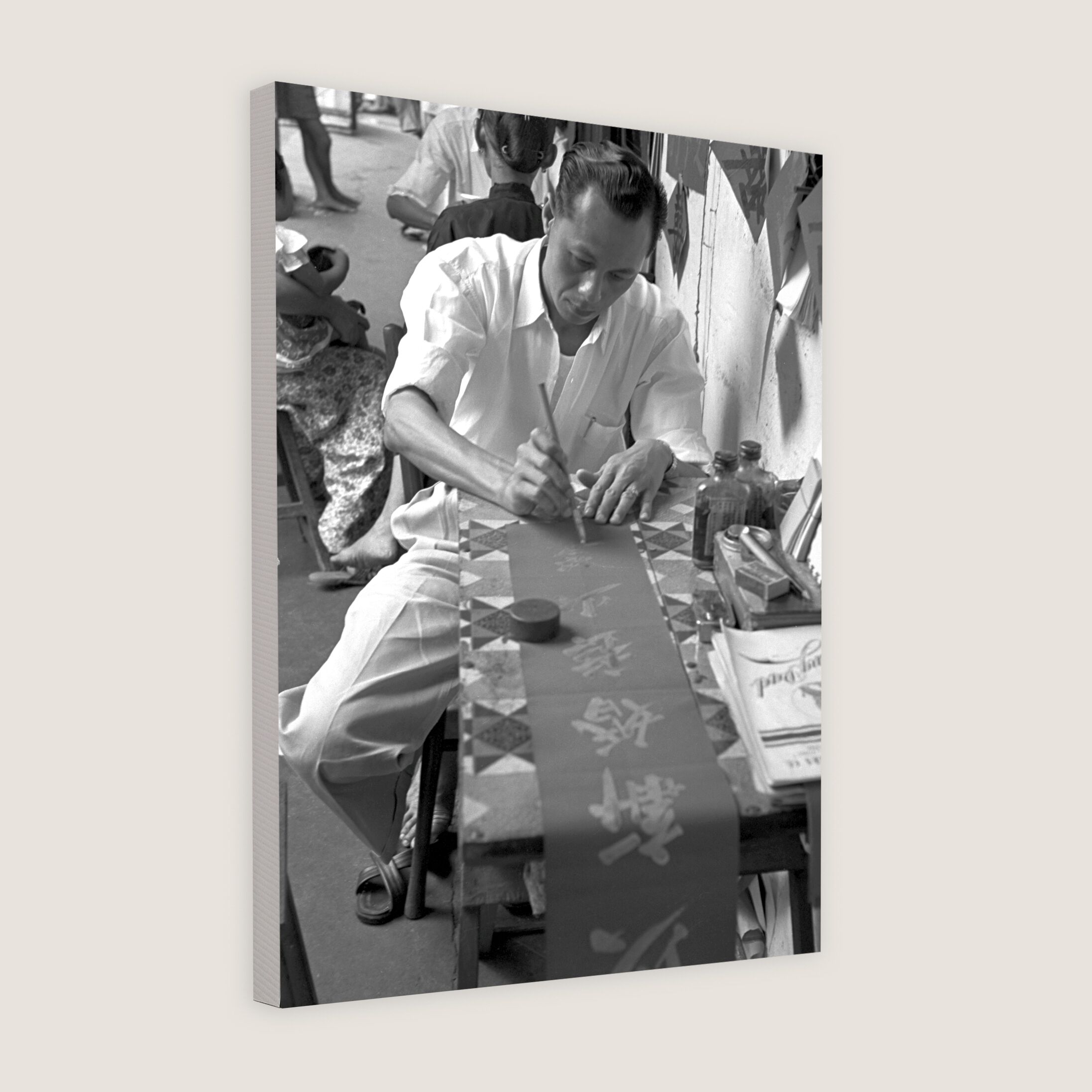 A Letter-Writing Man in Action at Sago Street 1953 Canvas