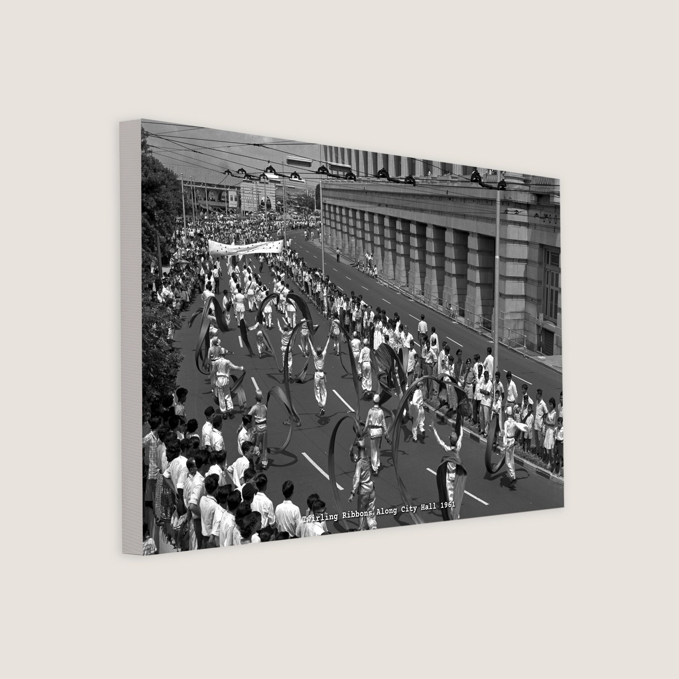 Twirling Ribbons Along City Hall 1961 Canvas