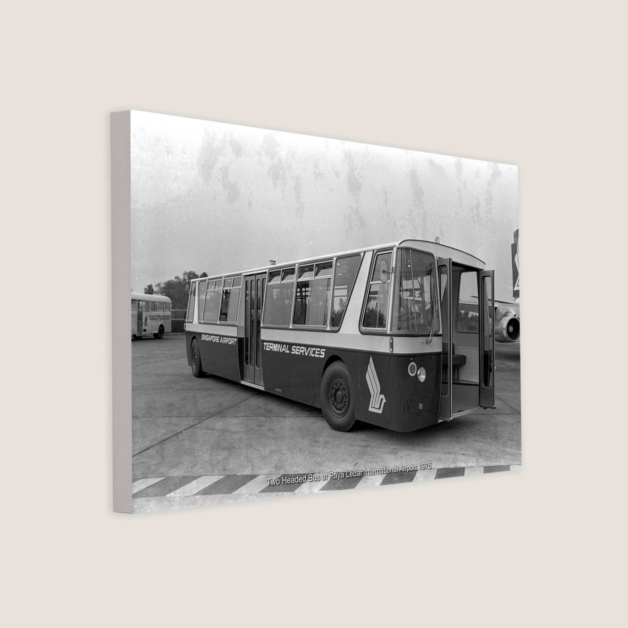 Two Headed Bus at Paya Lebar International Airport 1975-My Sg Memories
