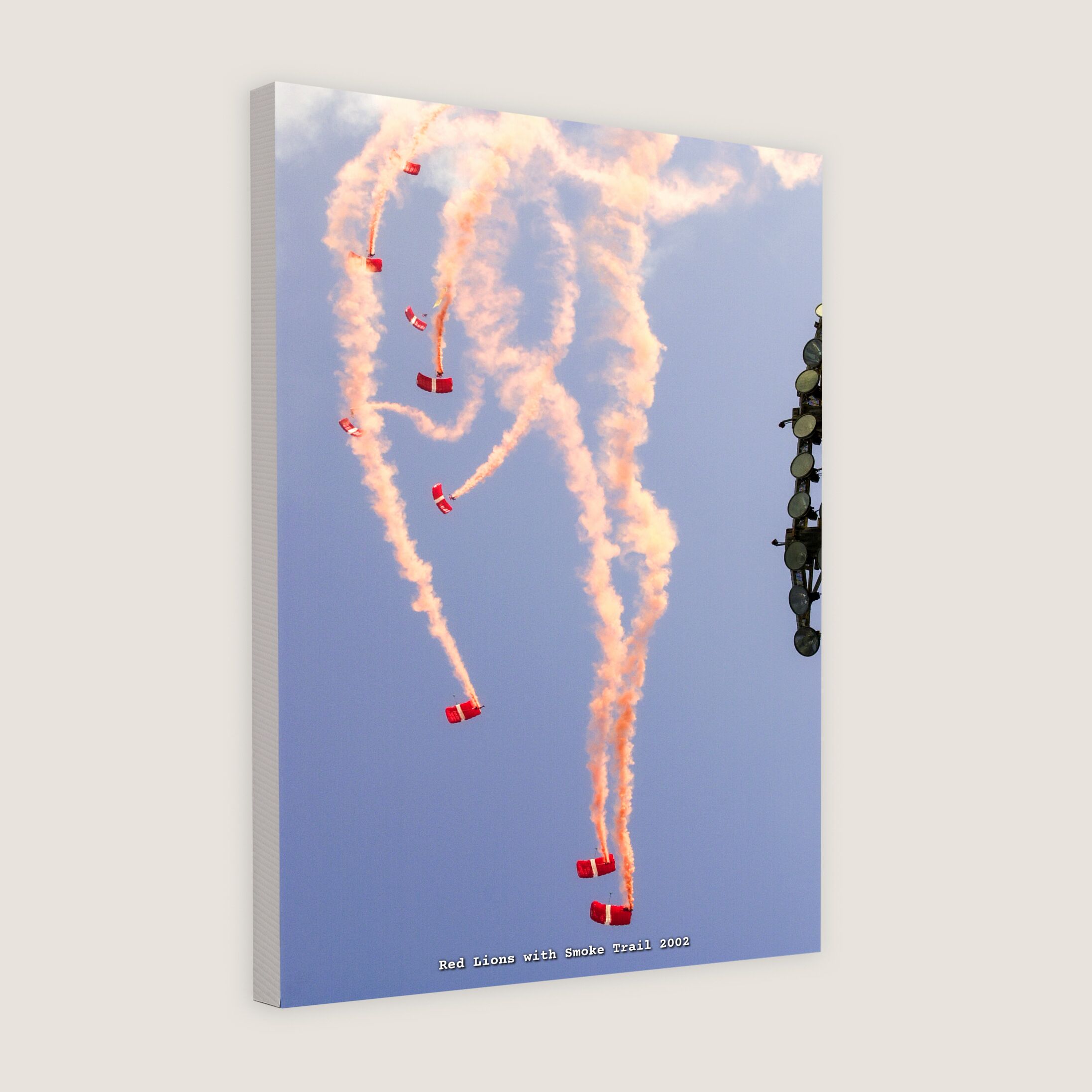 Red Lions with Smoke Trail 2002 Canvas